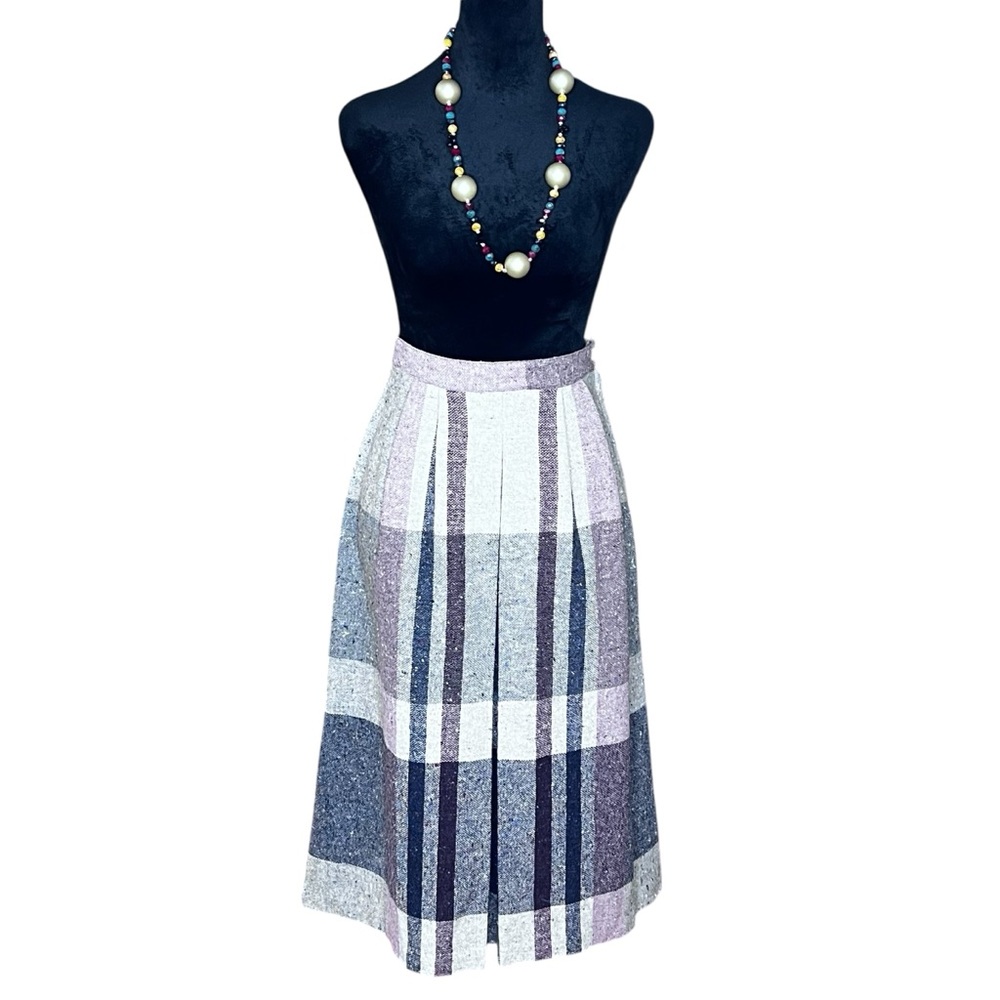 PANTHER Vintage 70’s Wool Blend Plaid A-line Skirt Tagged Size: 11/12